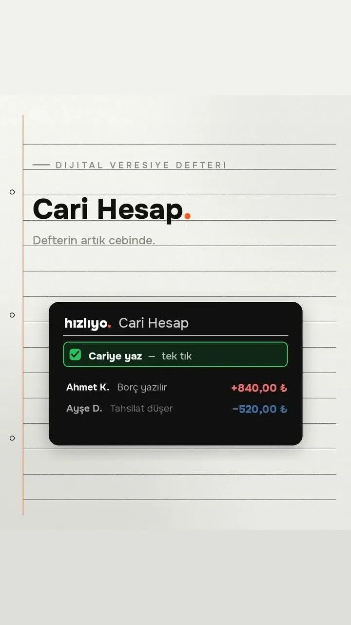 Restoran Cari Hesap ve Veresiye Takibi: Kâğıtsız | Hızlıyo