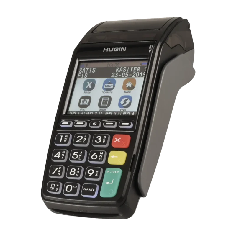 Hugin T300 yeni nesil yazar kasa POS — renkli ekran ve tuş takımı