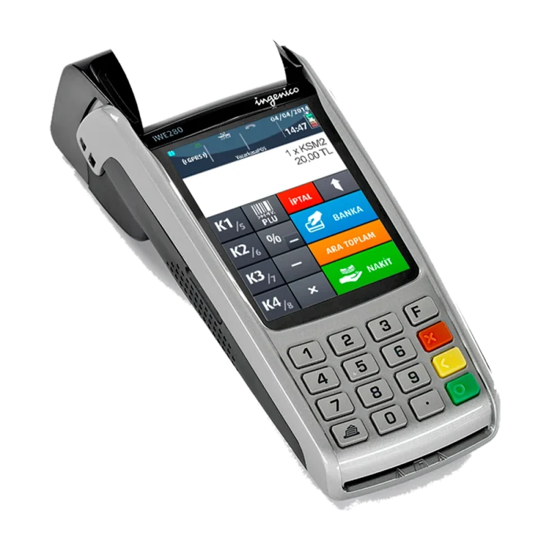 Ingenico iWE280 mobil yeni nesil yazar kasa POS — renkli ekran ve tuş takımı