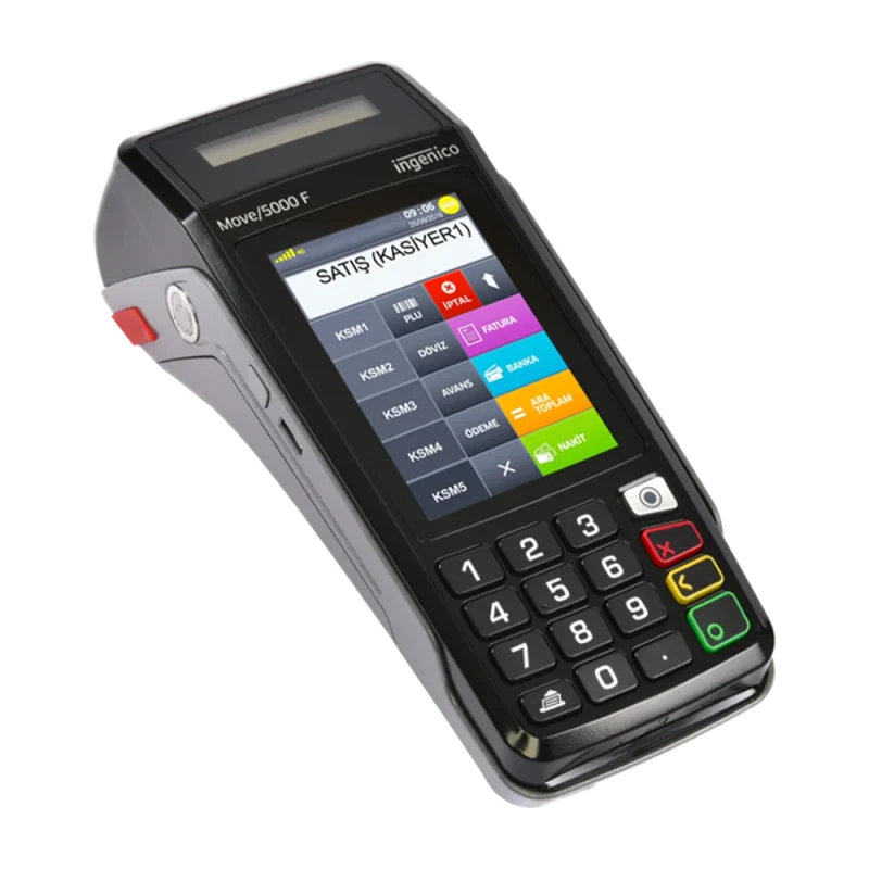 Ingenico Move/5000F taşınabilir yeni nesil yazar kasa POS — renkli ekran ve tuş takımı